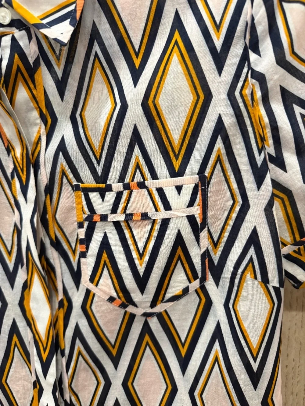 Tory Burch Short Sleeve Button Up Blouse, Size 4